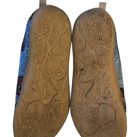 UIN Blue Multi-Pattern Slip-On Loafers with Orange Accents main image 5